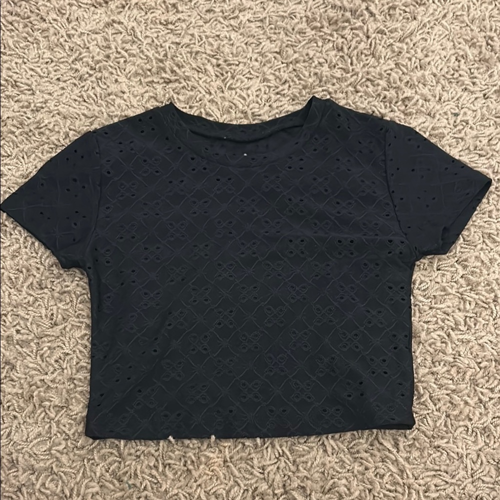 Black Eyelet Crop Top